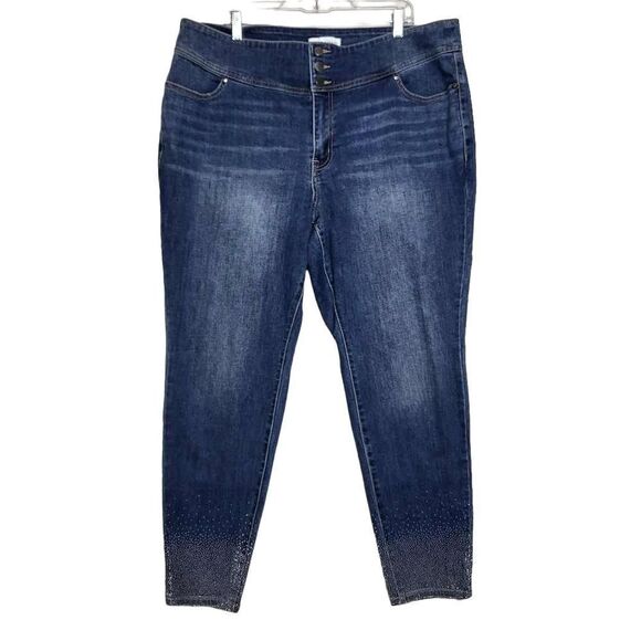 New Lane Bryant High Rise Rhinestone Hem Detail Jegging Jean Size 22 - Picture 3 of 12